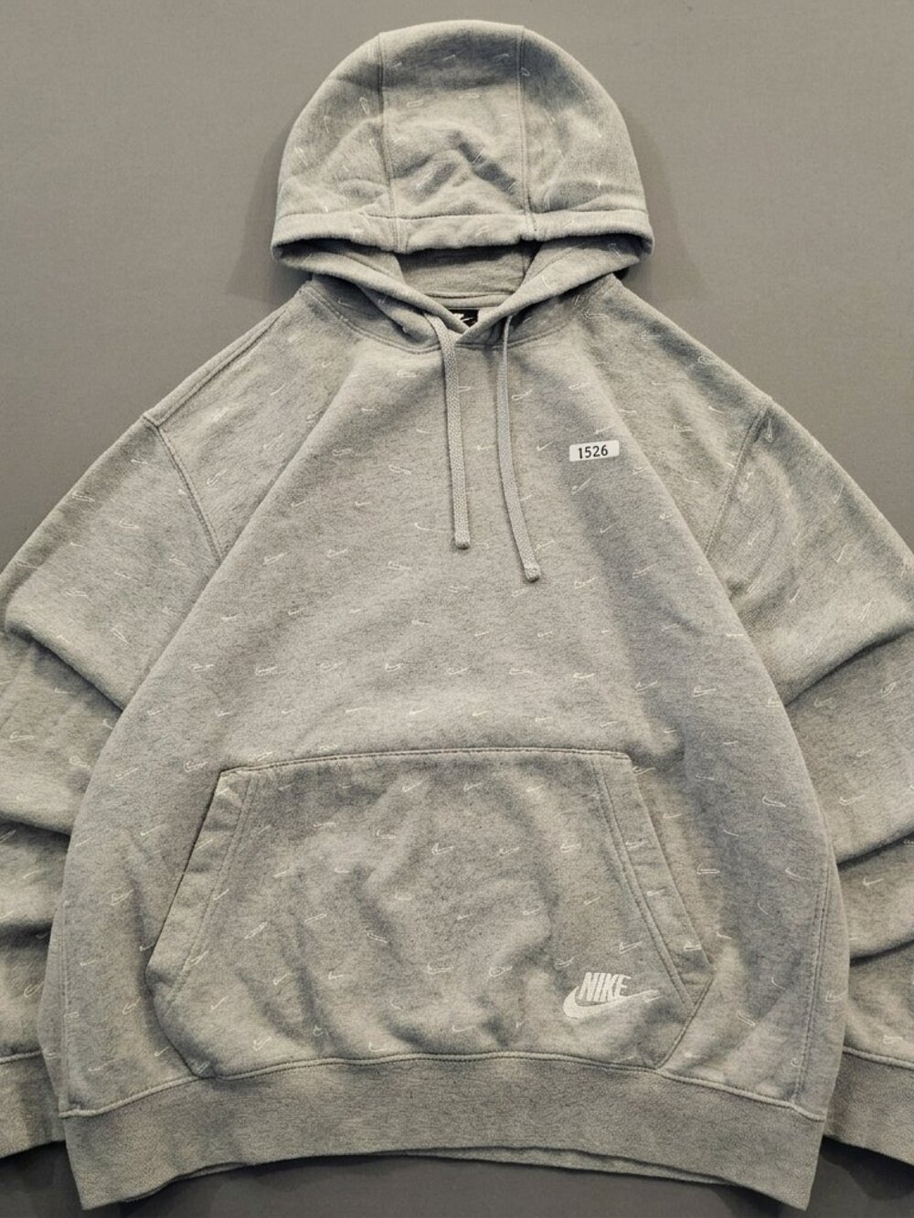 Nike Sportswear All-Over Print Swoosh Hoodie - Heather Grey - Men's Large